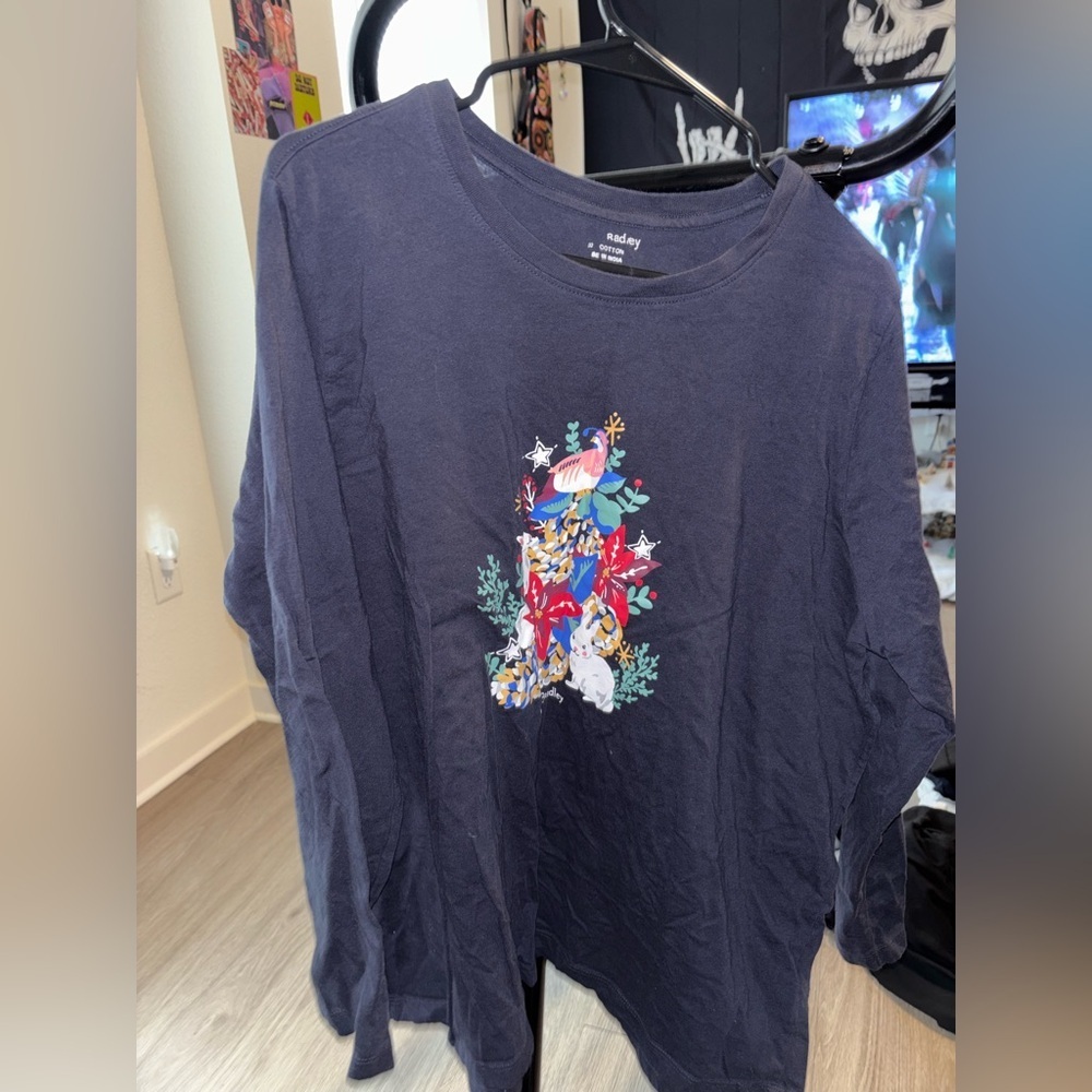 Vera Bradley Navy Long Sleeve Tee 2XL
